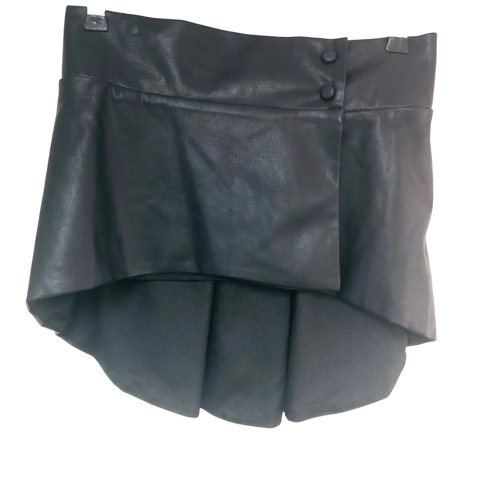 Mulla Black Faux Leather Mini Skirt Womens L Edgy Punk Goth Witchy Festival - Picture 2 of 11